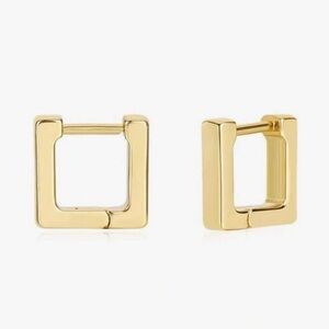 Huggies Square Gold Hoop Earrings